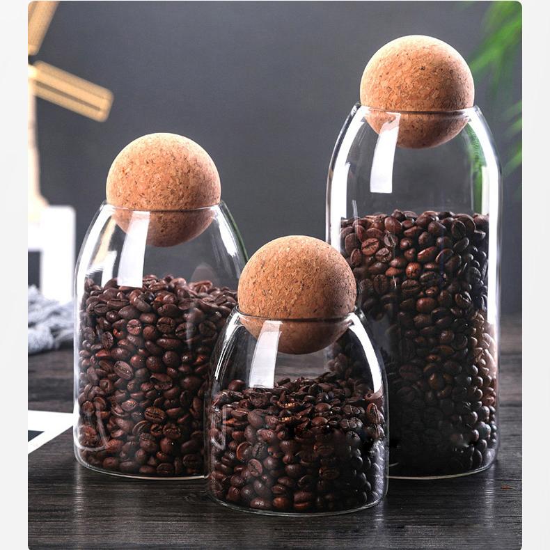 Food storage jar with lid cork