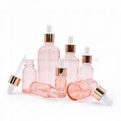 High quality pink glass essential oil bottle