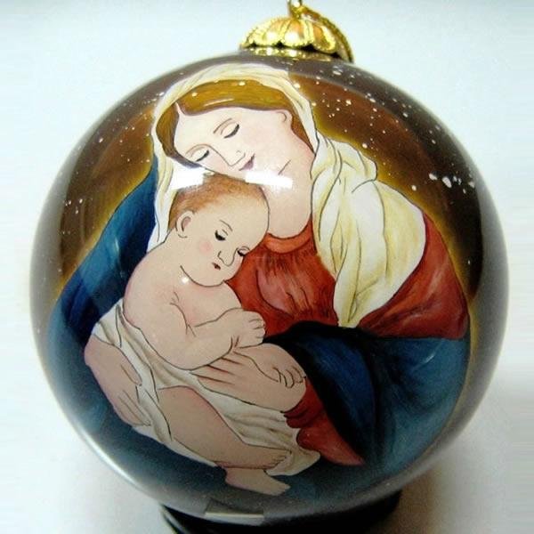 Hand Painted Glass Christmas Tree Ornament