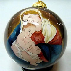 Hand Painted Glass Christmas Tree Ornament