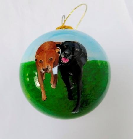 Inisde Hand painted Lovely dog baubles