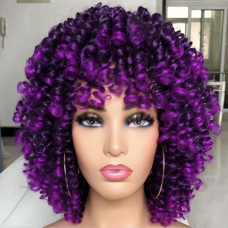 New Short Curly wigs Simulation Human Hair full wave wig Africa Style for Women  3