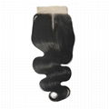 10A T shape 4x4 closure body wave human hair Brazilian Human Hair Weaves middle  2