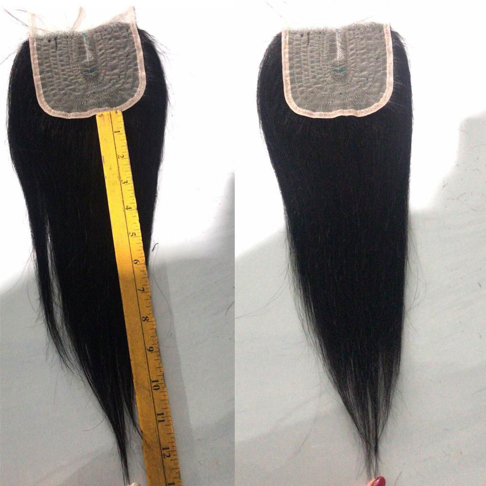 10A T shape 4x4 closure Straight human hair Brazilian Human Hair Weaves middle  2