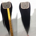 10A T shape 4x4 closure Straight human hair Brazilian Human Hair Weaves middle  15