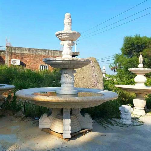 厂家定制黄锈石跌水钵园林庭院水池喷水珐大型黄金麻石雕喷泉 3