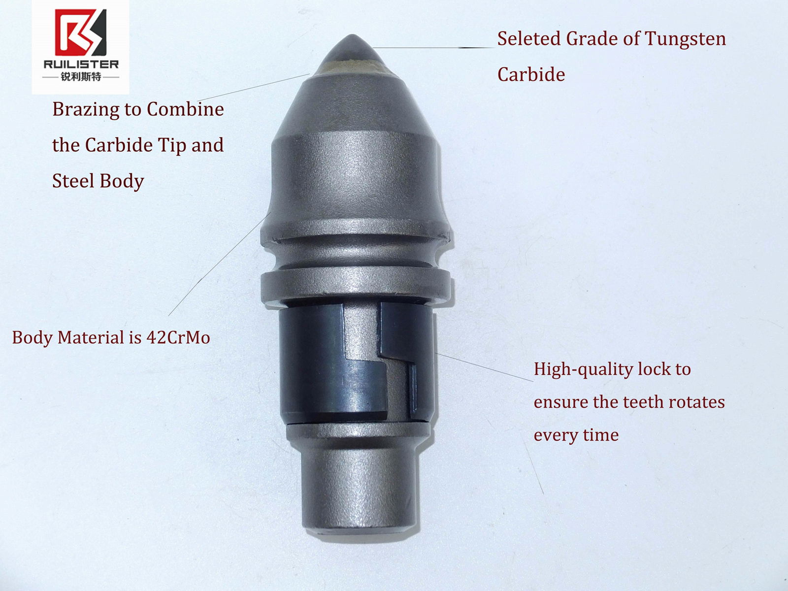 B47K22h Tungsten Carbide Tipped Rock Auger Bullet Cutter Bit 2
