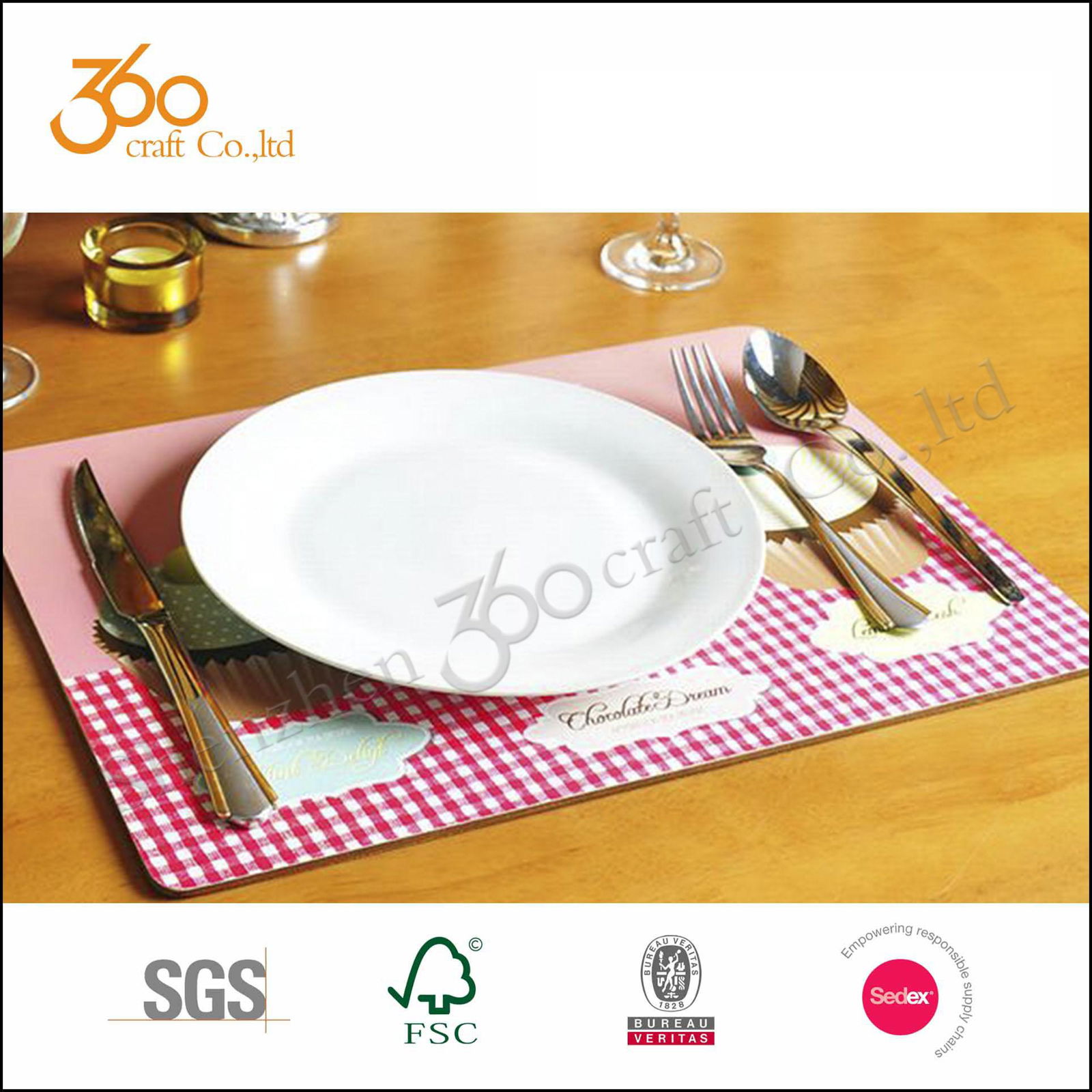 Cork Backed MDF Placemats And Coasters 03 360Craft (China