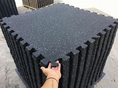 black rubber gym matting with colored