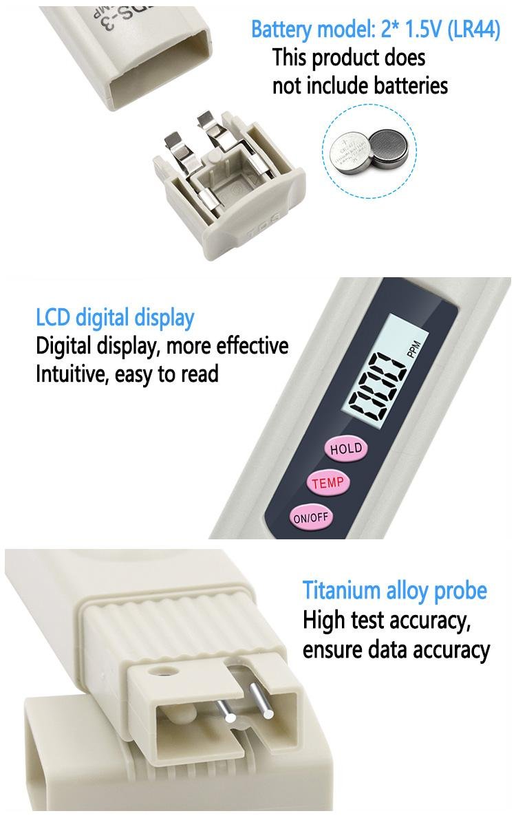 Wholesale TDS-3 water quality tester TDS meter 3 conductivity TDS meter 2