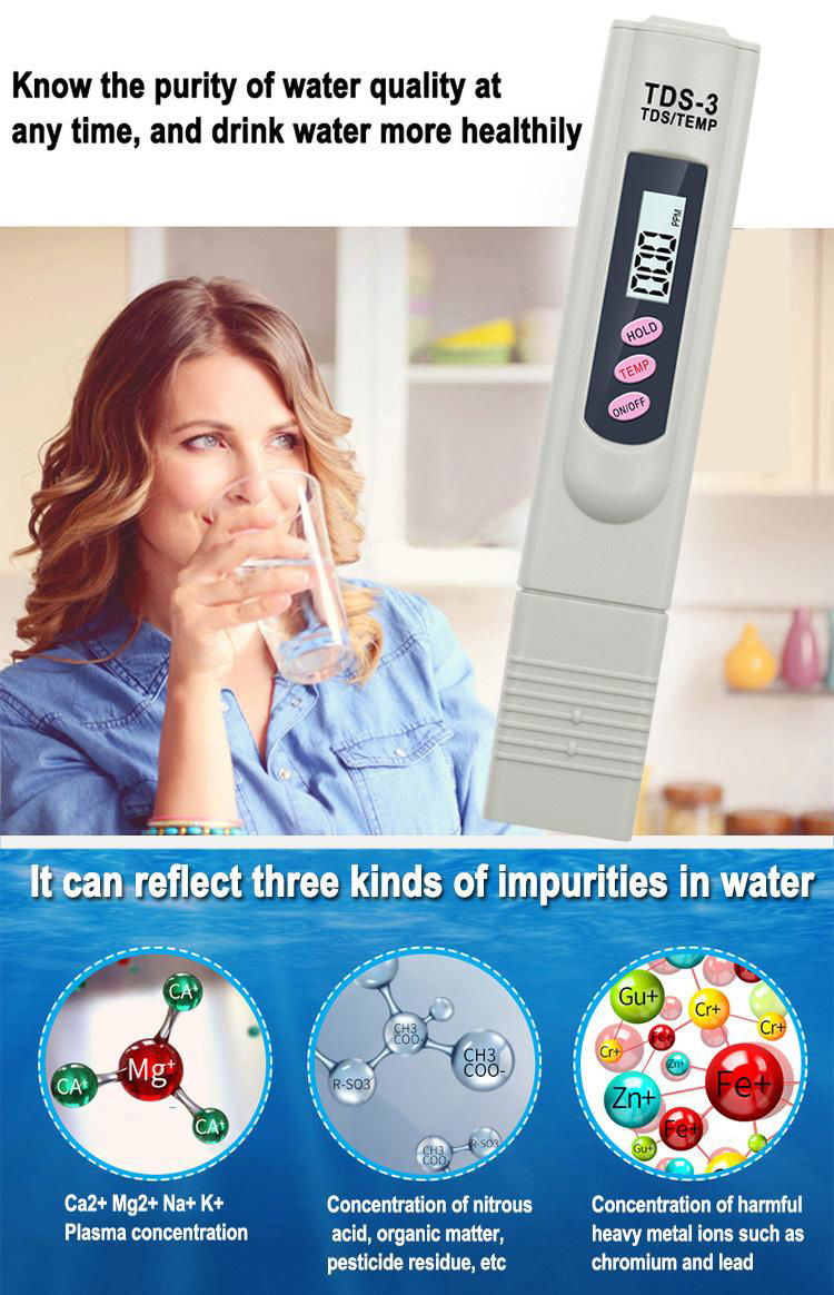 Wholesale TDS-3 water quality tester TDS meter 3 conductivity TDS meter 5