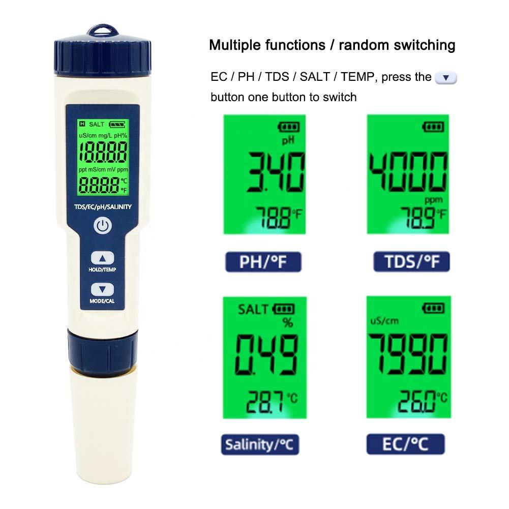 五合一水质检测笔 tds/ph/ec/salt/temp