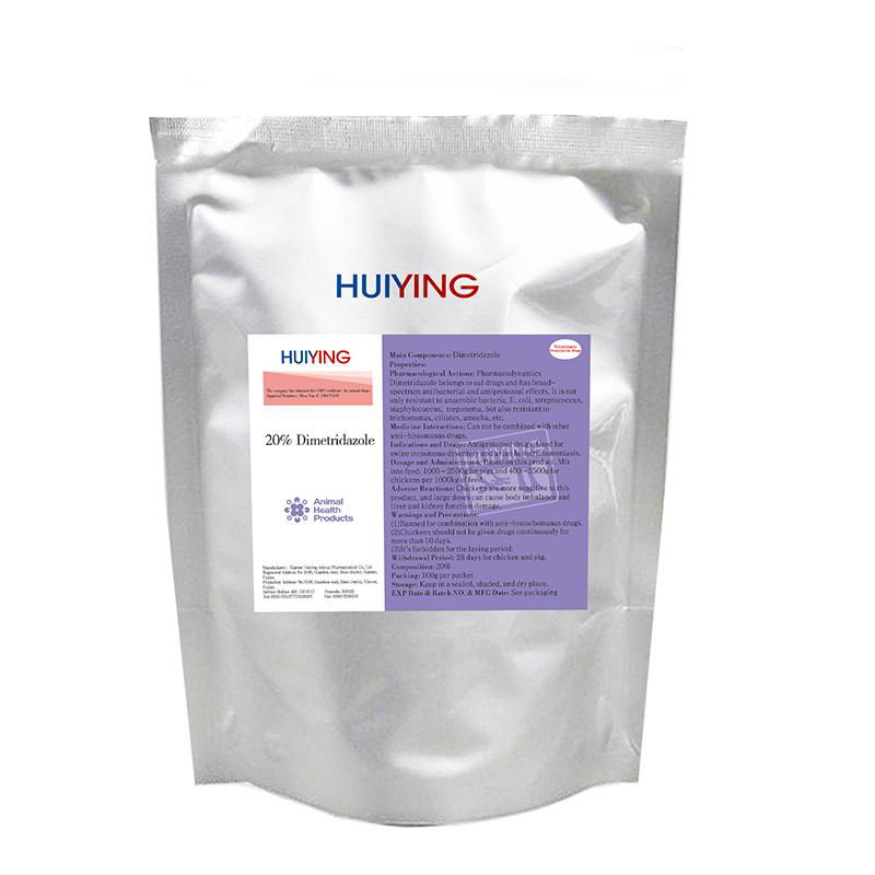 Huiying GMP Veterinary Medicine Factory 20% Dimetridazole Poultry Livestock