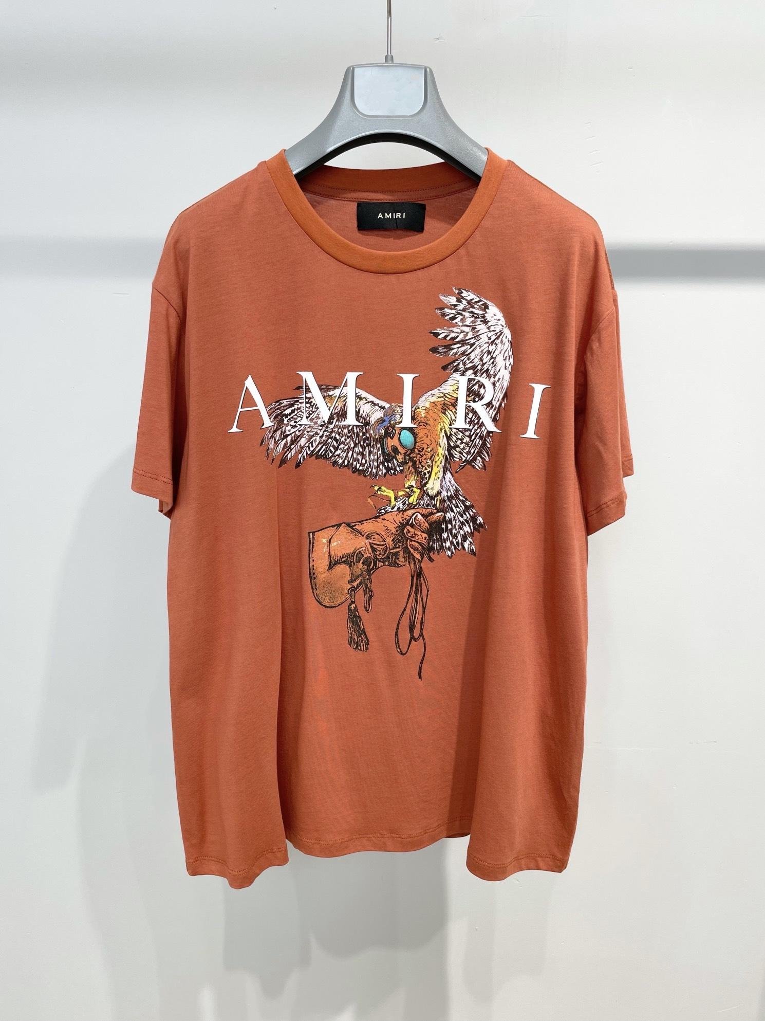 AMIRI2021SS Spring and summer new Falcon logo 100% cotton Printed T-shirt 3