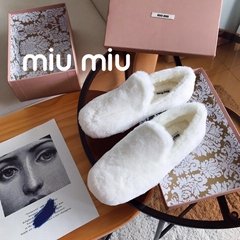 hot sale Miu Miu slippers indoors shoes Wool sandals shoes sneakers boots