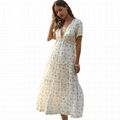 Bohemian Flounced V-neck Bottom Vent White Maxi Casual Dress Long 2