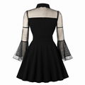 Mesh Sleeve Retro Midi Dress Women Clothing Lady Elegant Fat Woman Dress 2