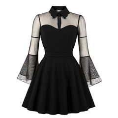 Mesh Sleeve Retro Midi Dress Women Clothing Lady Elegant Fat Woman Dress