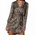 Spring Casual Leopard Print Tunis Dress Long Sleeve Short Mini Tshirt Dress 1
