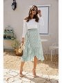 Irregular Frill Long Maxi Beach Skirt Womans Casual Floral Midi Skirt 