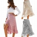 Irregular Frill Long Maxi Beach Skirt Womans Casual Floral Midi Skirt 