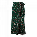 Fashion Girls European Leopard Print Bow Belt Bandage Slit Women Skirts Maxi 1