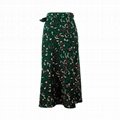 Fashion Girls European Leopard Print Bow Belt Bandage Slit Women Skirts Maxi