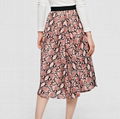 Women Summer Skirt Elastic waist Snake Skin Animal Print Midi Skirt 3