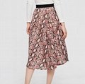 Women Summer Skirt Elastic waist Snake Skin Animal Print Midi Skirt