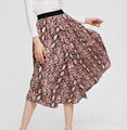 Women Summer Skirt Elastic waist Snake Skin Animal Print Midi Skirt 4