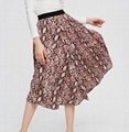 Women Summer Skirt Elastic waist Snake Skin Animal Print Midi Skirt