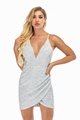 Sequined Deep V Neck Strap Mini Cocktail Sexy Club Evening Dress