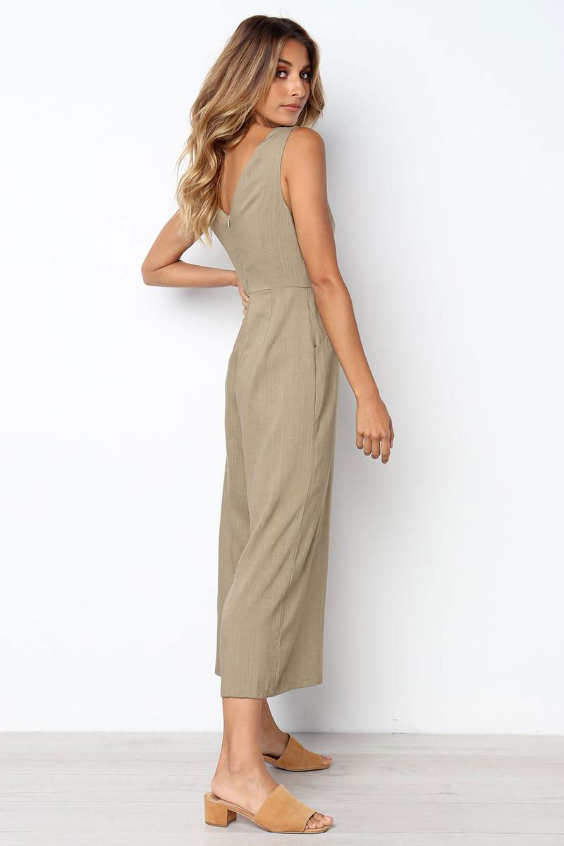 Casual Sleeveless Side Pocket Elegant Womens Jumpsuit Summer 5