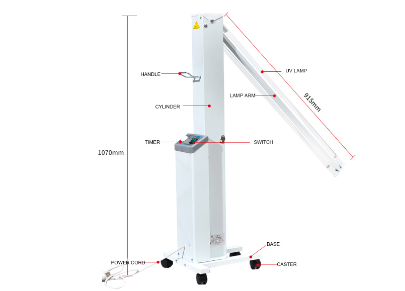華益紫外線消毒車ZXC-II燈臂角度可調節兩支石英玻璃燈管防震萬向輪 5