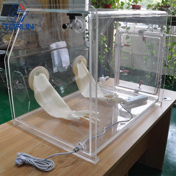 Lab Bench-top Acrylic Transparent Glovebox With Optional Box Sizes 