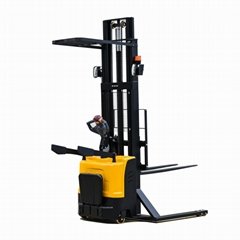 Full electric forklift 1t 1.5T small stand-on walking stacker wide leg lifter