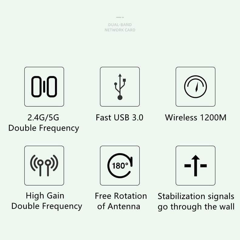  WIFI Receiver driver-free 2.4G+5G 1200mbps lan card  4