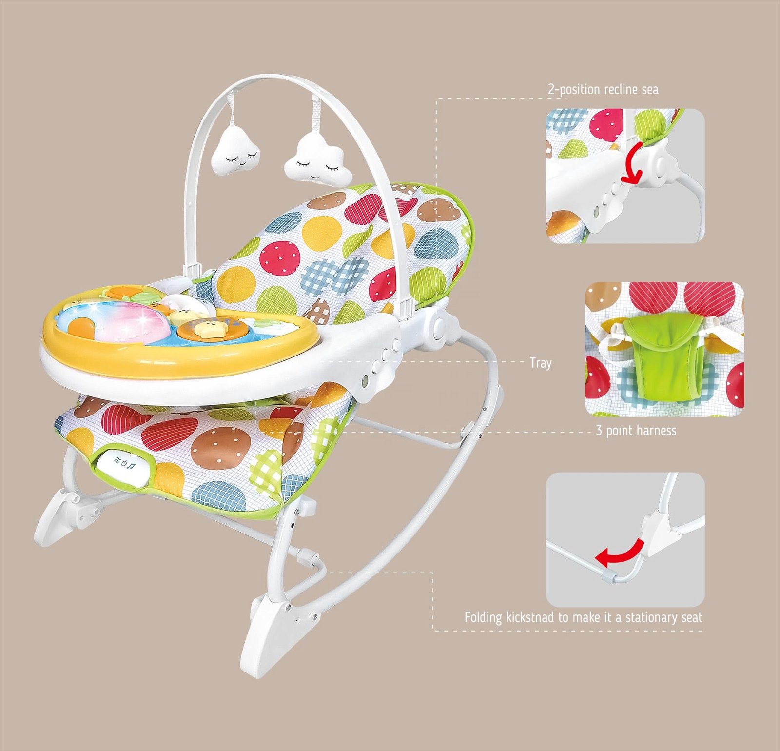 infant to toddler rocker with vibration musical rocking chair 3
