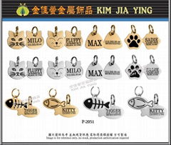 Various shapes of metal pet tags