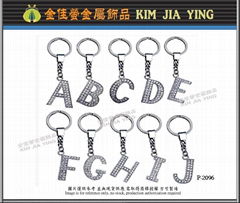 Color rhinestone DIY metal letter key ring