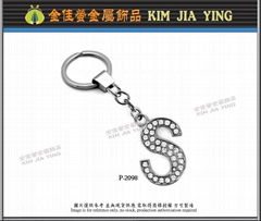 Color rhinestone DIY metal letter key ring