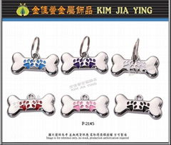 Colorful dog bone metal pendant