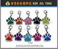 Colored dog paw metal charm 1