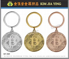 Custom metal key ring Bitcoin gold key