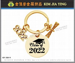 Graduation style key ring Customized metal tag Charm