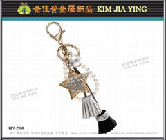 Fashion Rhinestone Tassel Bag Charm Metal Accessories