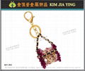 Rhinestone Skull Metal Keyring 2