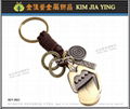 金佳螢-編織皮革皮繩/金屬鑰匙圈