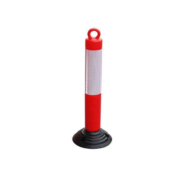 80cm Reflective Warning Post Delineator Post with Black Rubber Base