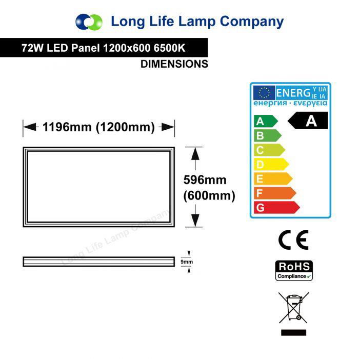 72w Cool White LED Ceiling Panel Light 1200 X 600 Flat Tile 6500k 3